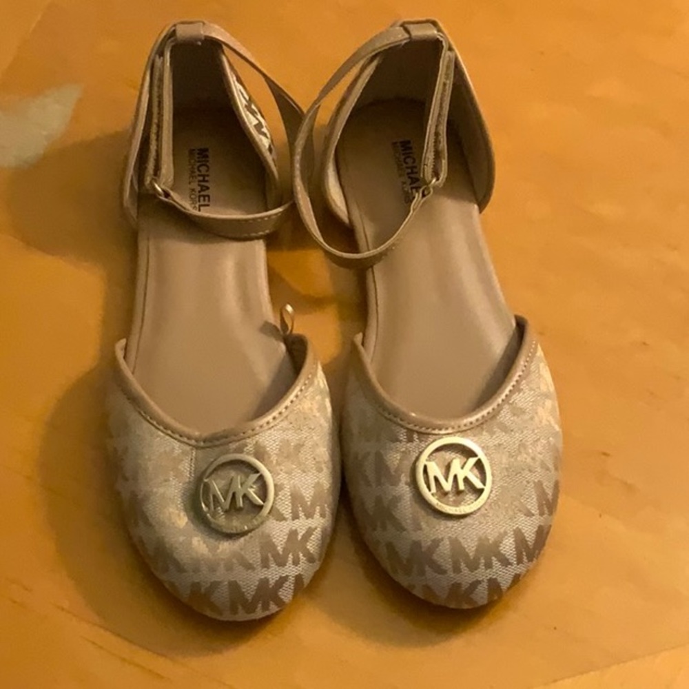 Michael Kors Cream Quilted Flats with Ankle Strap